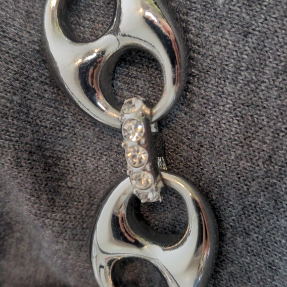 Ann Taylor, Rhinestone, Adjustable Silver Choker, 19.5" - Picture 3 of 6